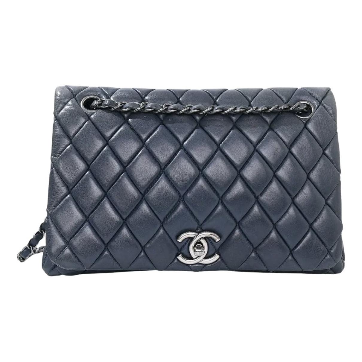 Timeless classique top handle leather mini bag Chanel Blue in Leather -  37152966