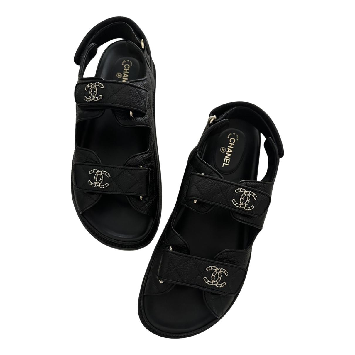 CHANEL 2020 Black Quilted Leather Dad Sandals 36.5 – Fashion Reloved