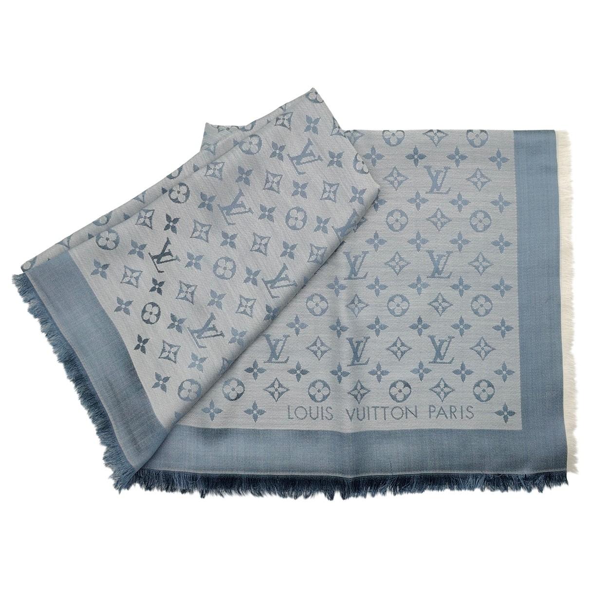 Châle monogram scarf Louis Vuitton Blue in Other - 32039928