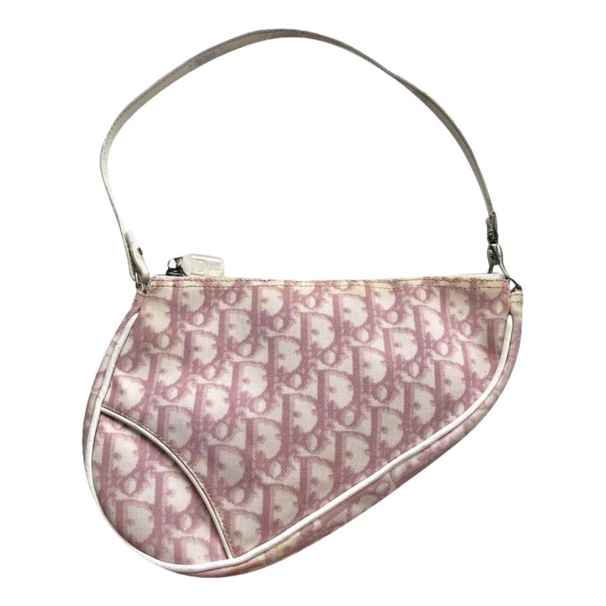 Saddle vintage classic cloth handbag Dior Pink in Cloth - 22467935