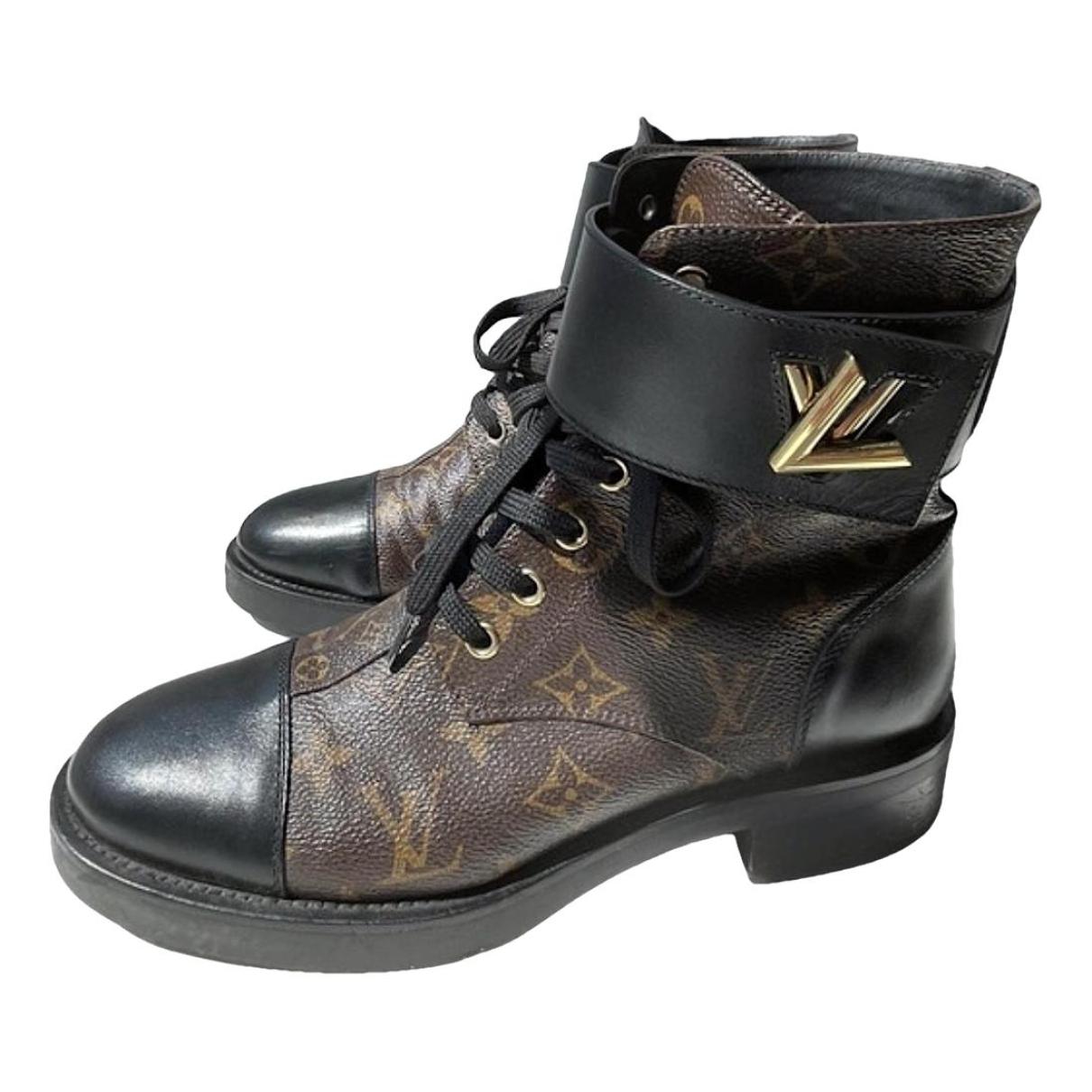 LOUIS VUITTON Suede Calfskin Monogram Star Trail Ankle Boots 39 Khaki  1231274