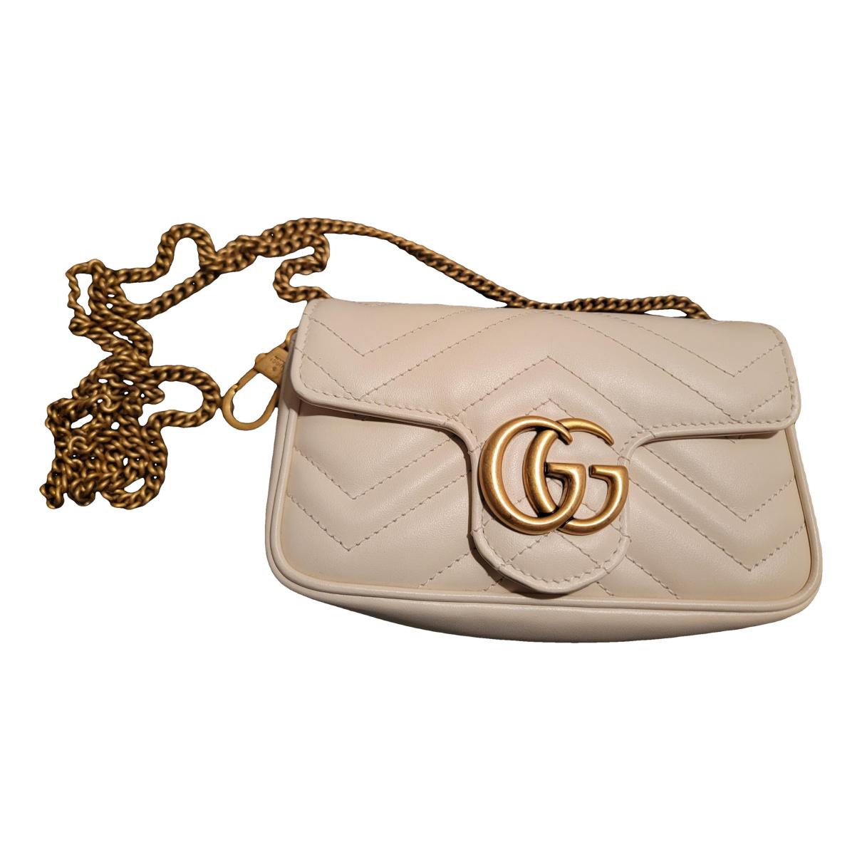 Gg marmont flap leather crossbody bag Gucci White in Leather - 27285598