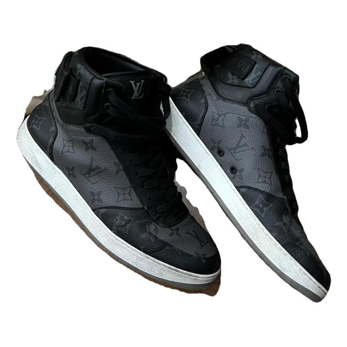 Lv trainer leather high trainers Louis Vuitton Black size 8 UK in Leather -  37234993