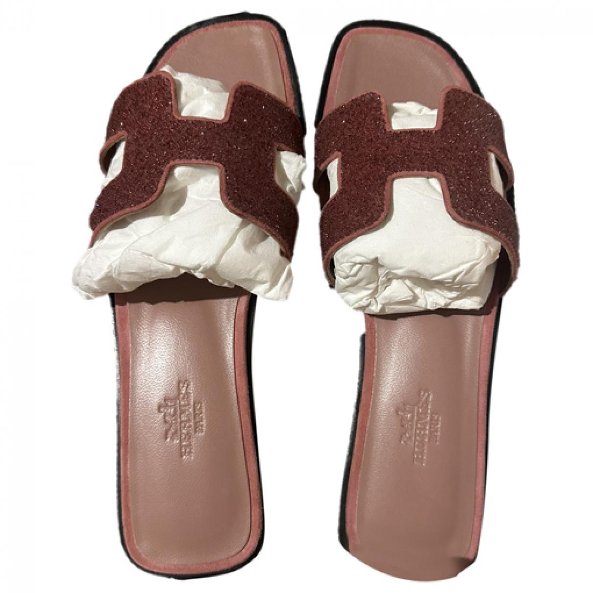Pool pillow leather sandals Louis Vuitton Pink size 38 EU in Leather -  35634210