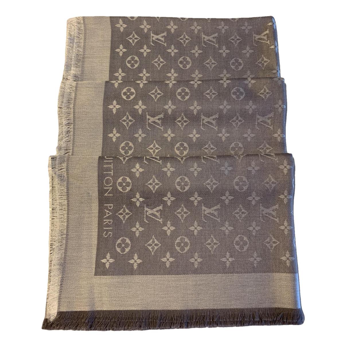 Châle monogram shine wool scarf Louis Vuitton Khaki in Wool - 16800078