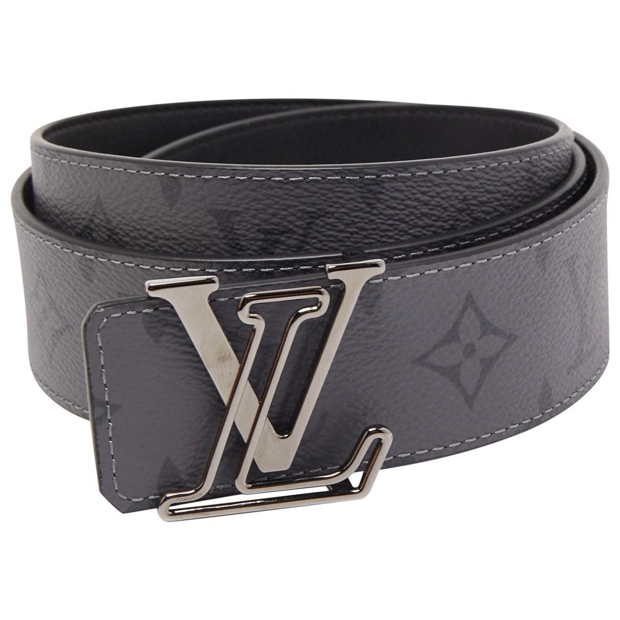 Louis Vuitton LV Initiales 40mm Matte Black Belt Grey Monogram Eclipse. Size 95 cm