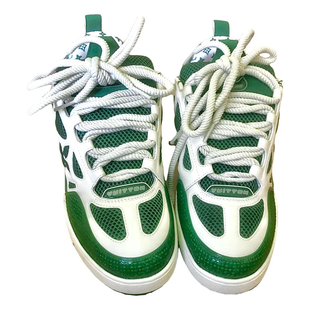 Lv trainer leather high trainers Louis Vuitton Green size 9 UK in Leather -  19155755