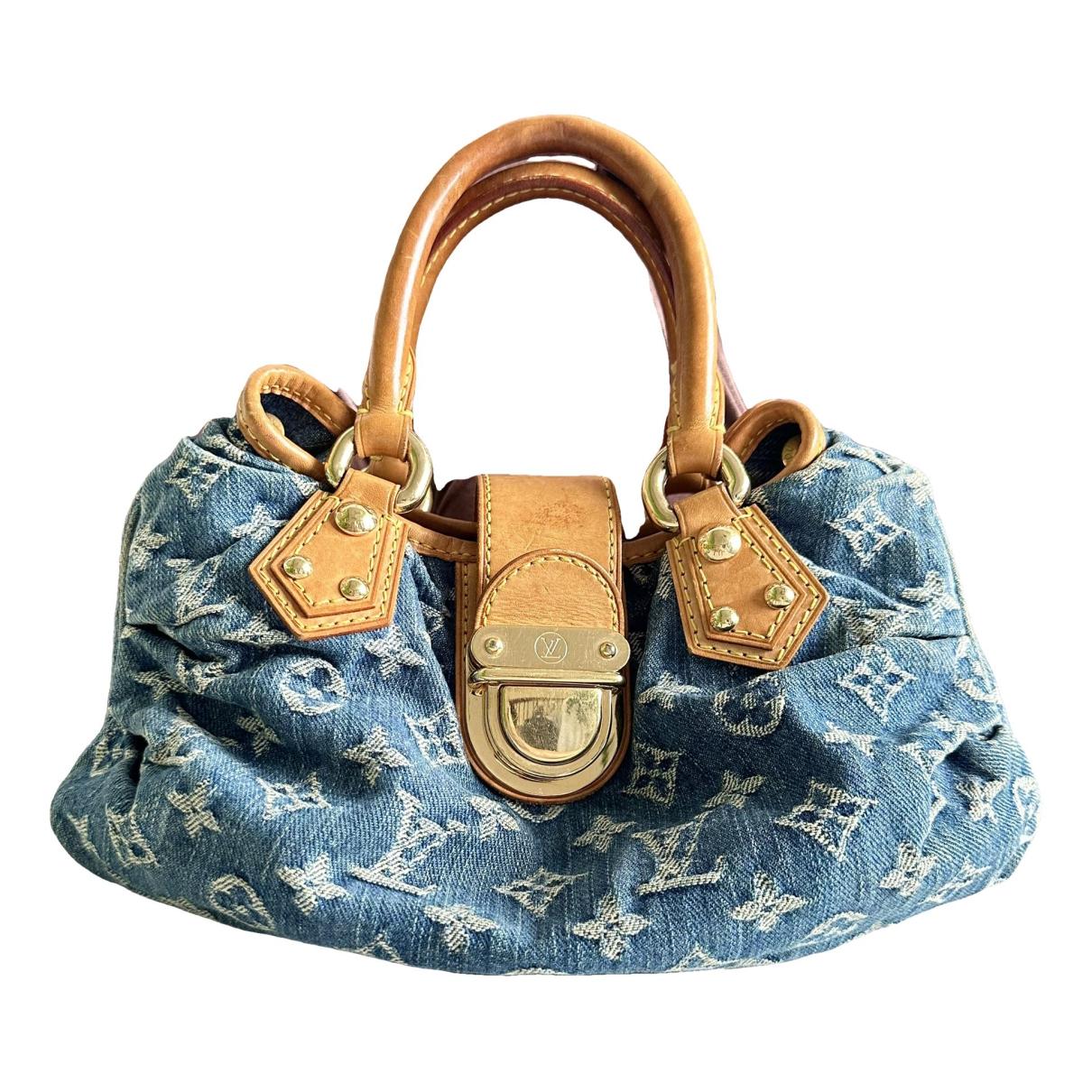 Pleaty handbag Louis Vuitton Blue in Denim - Jeans - 33970115
