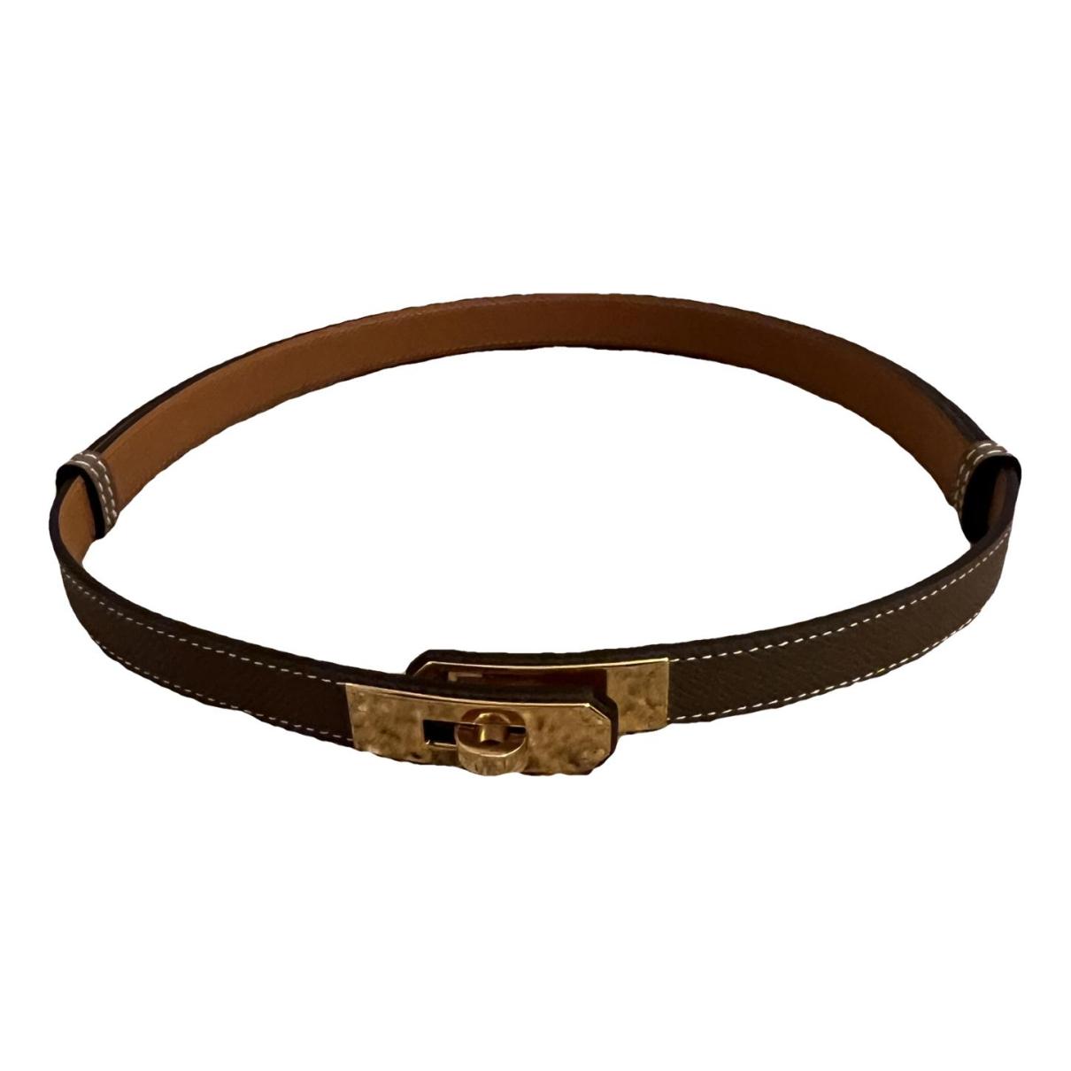 Kelly leather belt Hermès Brown size M International in Leather - 32603372