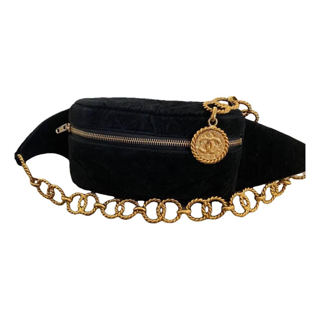 Wallet on chain velvet clutch bag Chanel Black in Velvet - 37498328