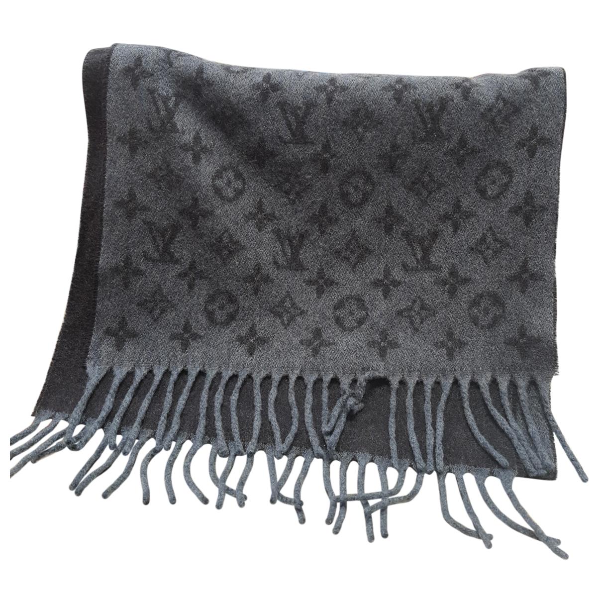 Louis Vuitton M76964 Escharpe Simply LV Scarf Wool Black Used from