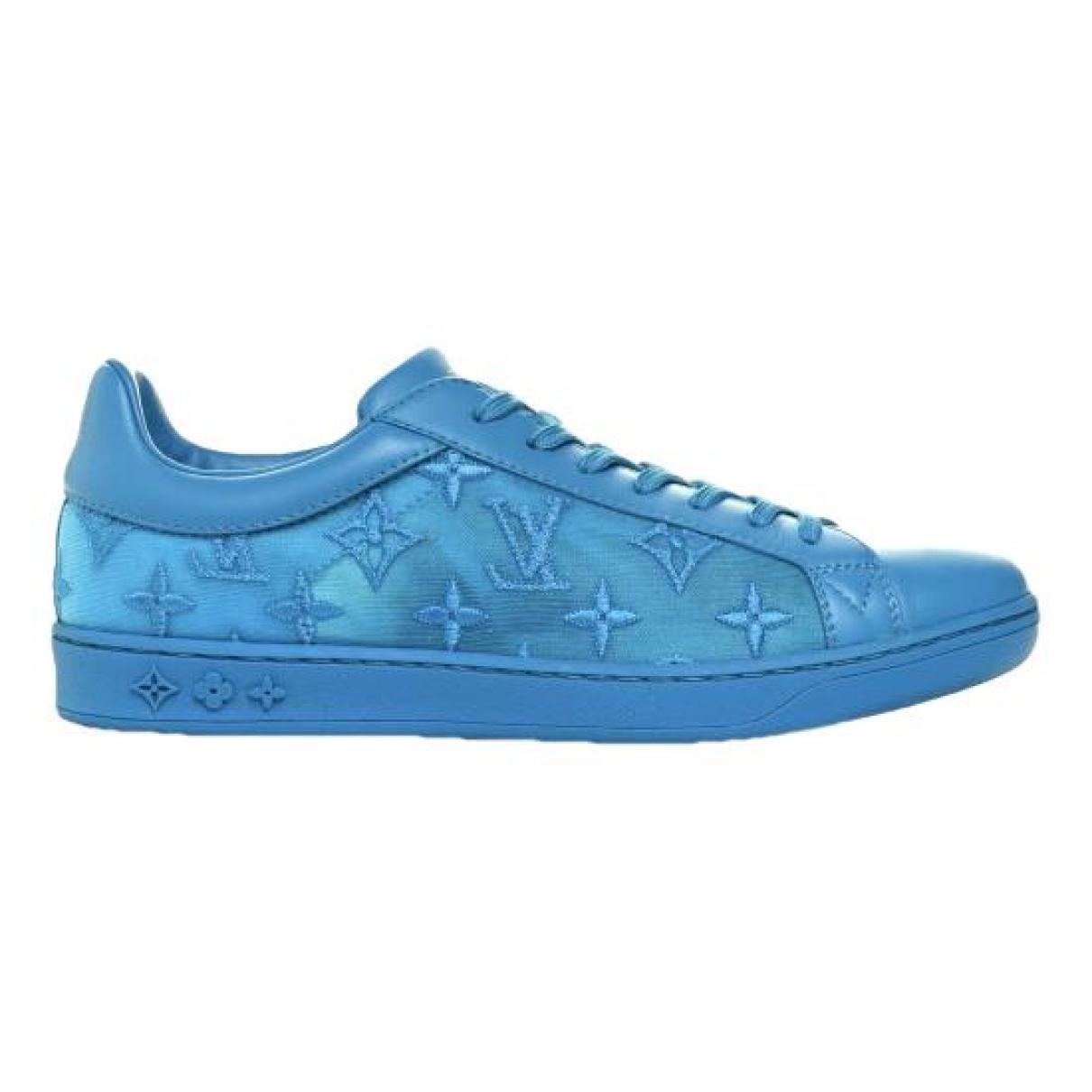 Luxembourg leather low trainers Louis Vuitton Blue size 7.5 UK in