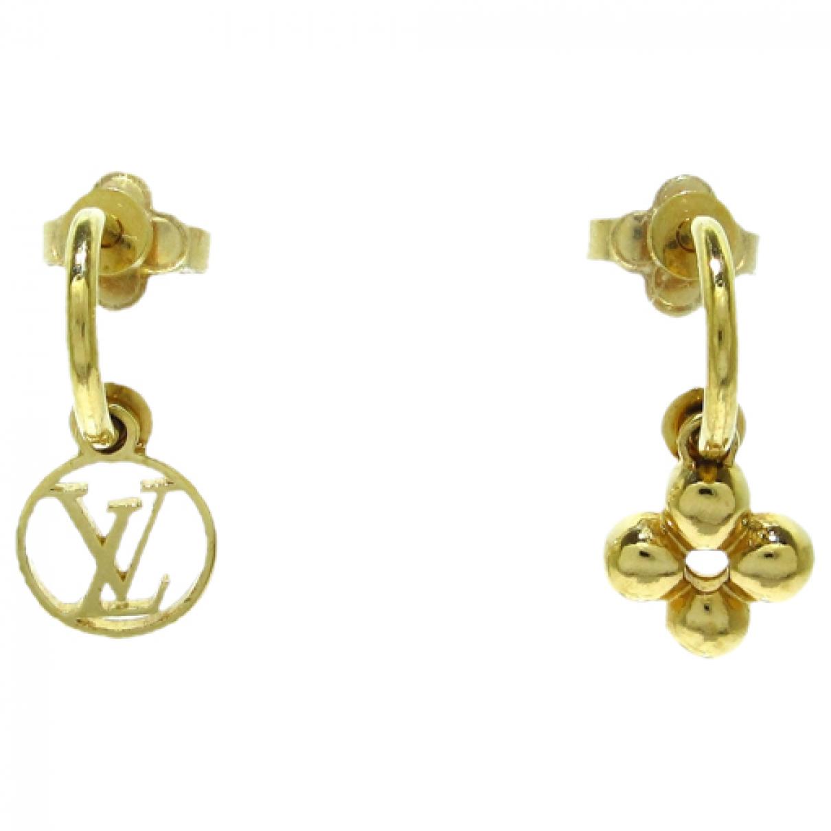 LOUIS VUITTON Metal Small Louise Hoop Earrings Gold 1219529