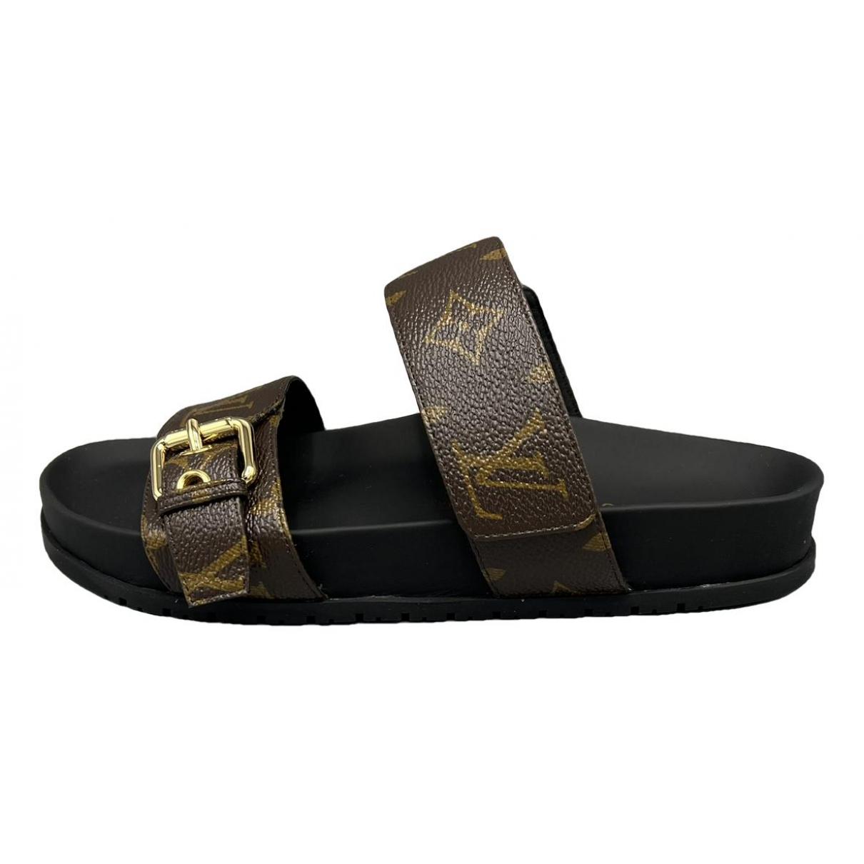 Bom dia cloth sandal Louis Vuitton Brown size 38 EU in Cloth - 30810144