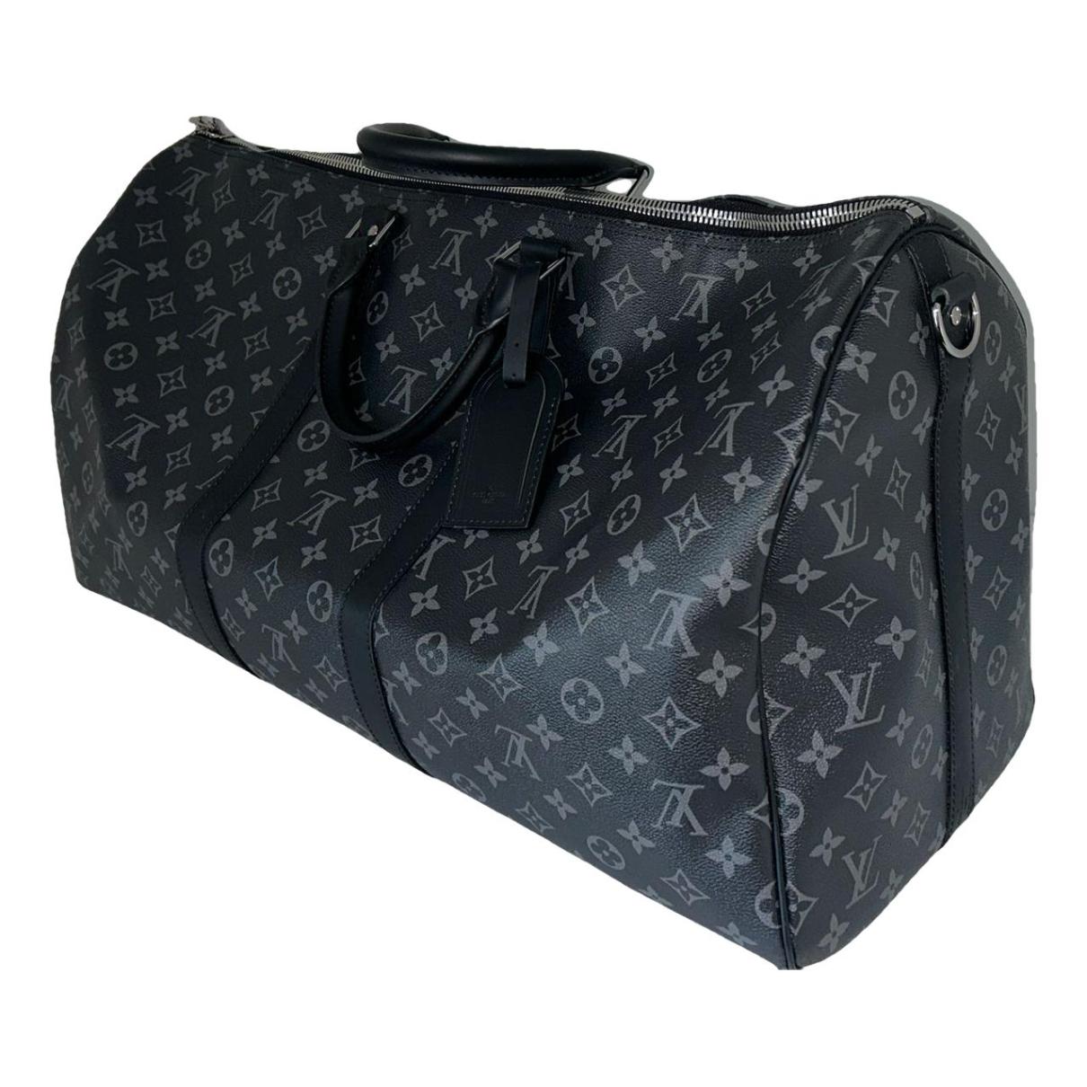 Keepall cloth travel bag Louis Vuitton Black in Cloth - 29154286