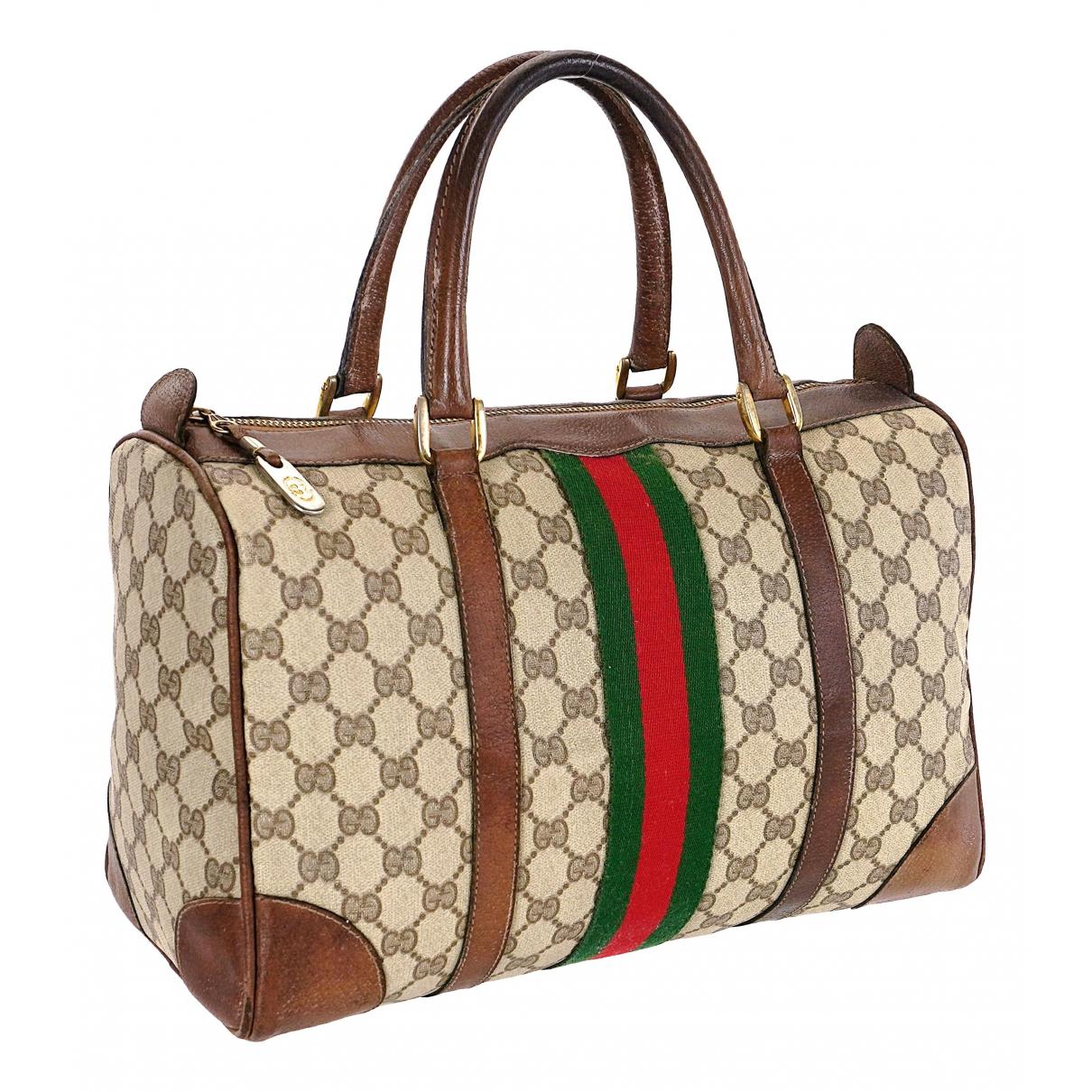 Boston cloth handbag Gucci Brown in Cloth - 27894360