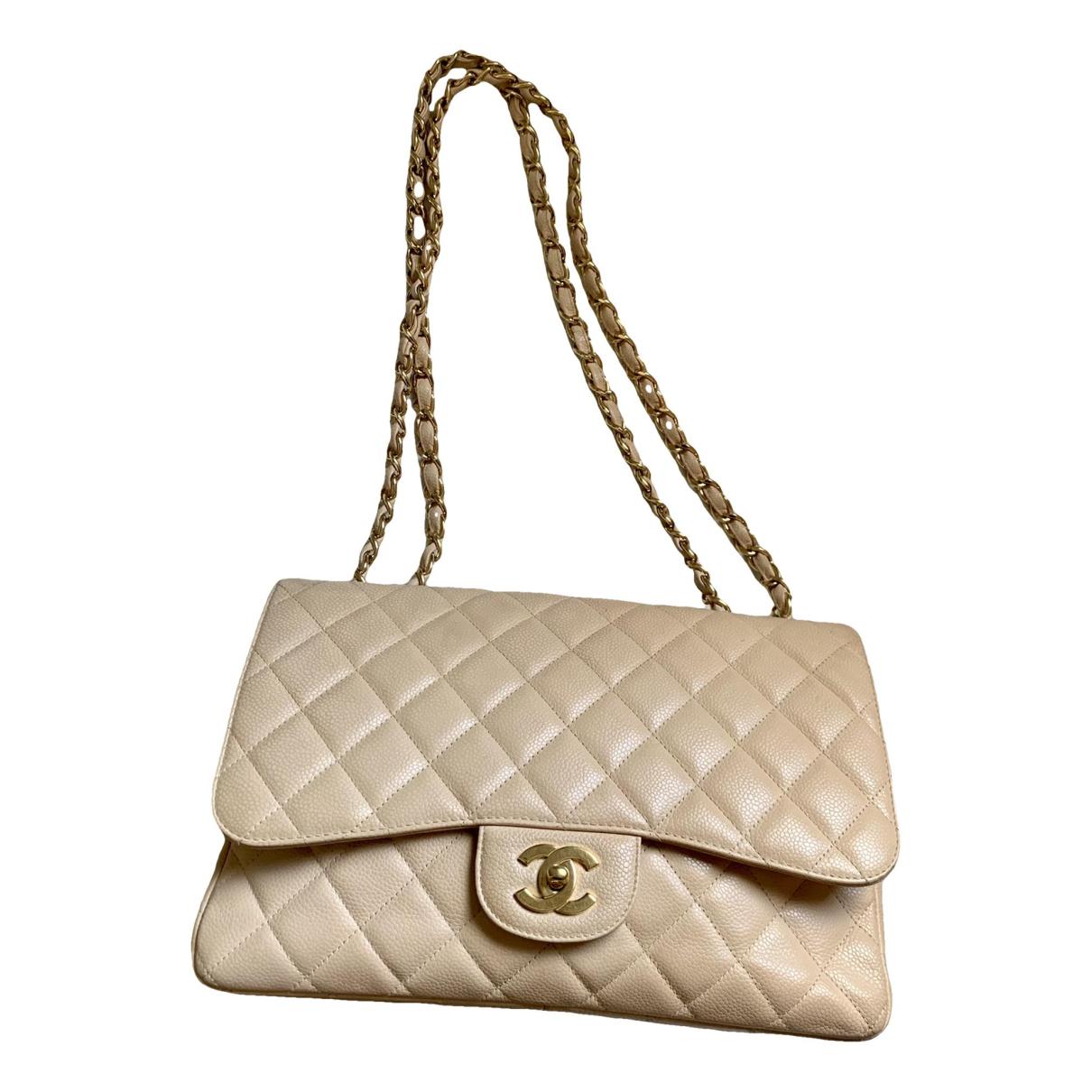 Timeless Chanel Beige Lambskin medium classic flap bag Leather ref.192462 -  Joli Closet