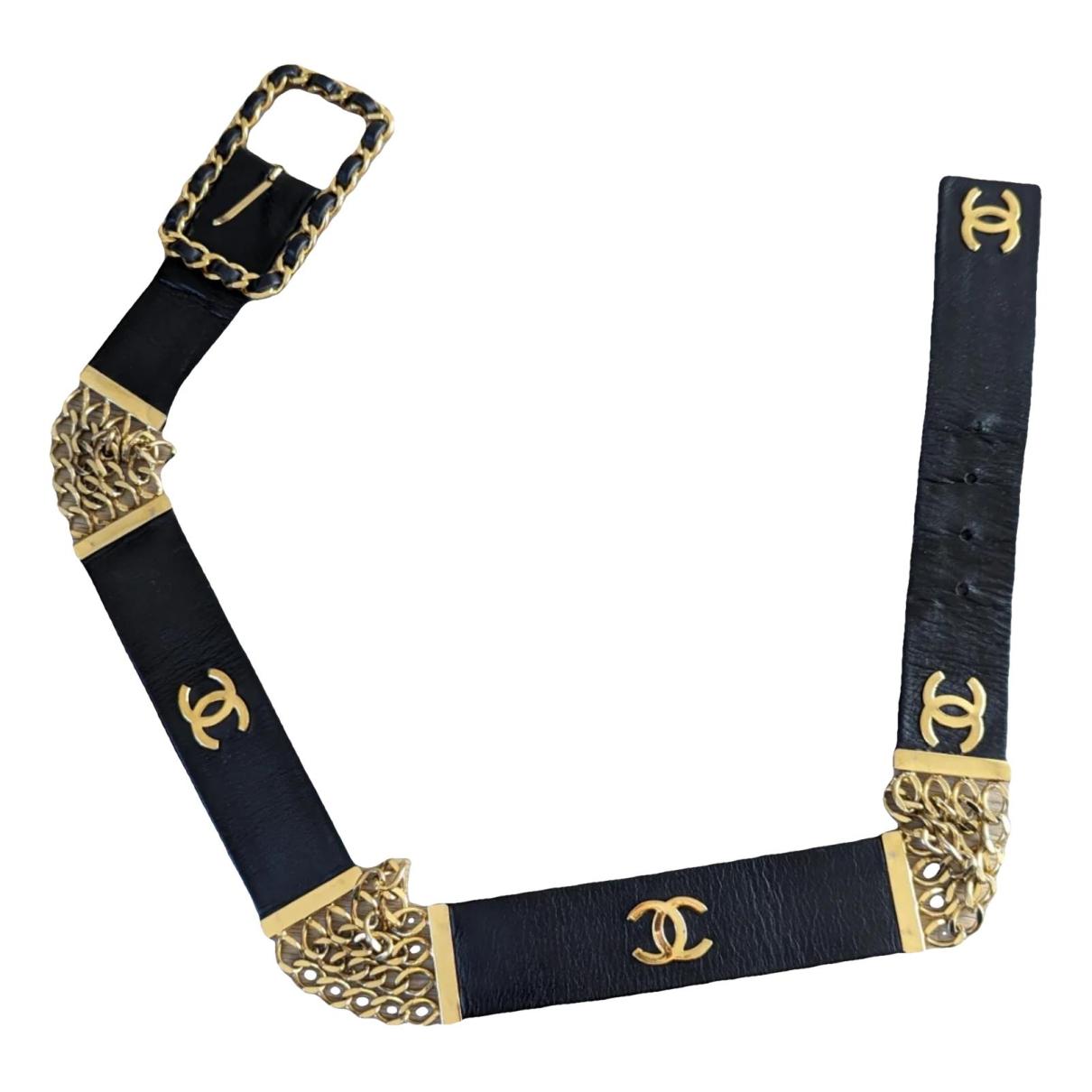 Leather belt Chanel Black size S International in Leather - 37826369