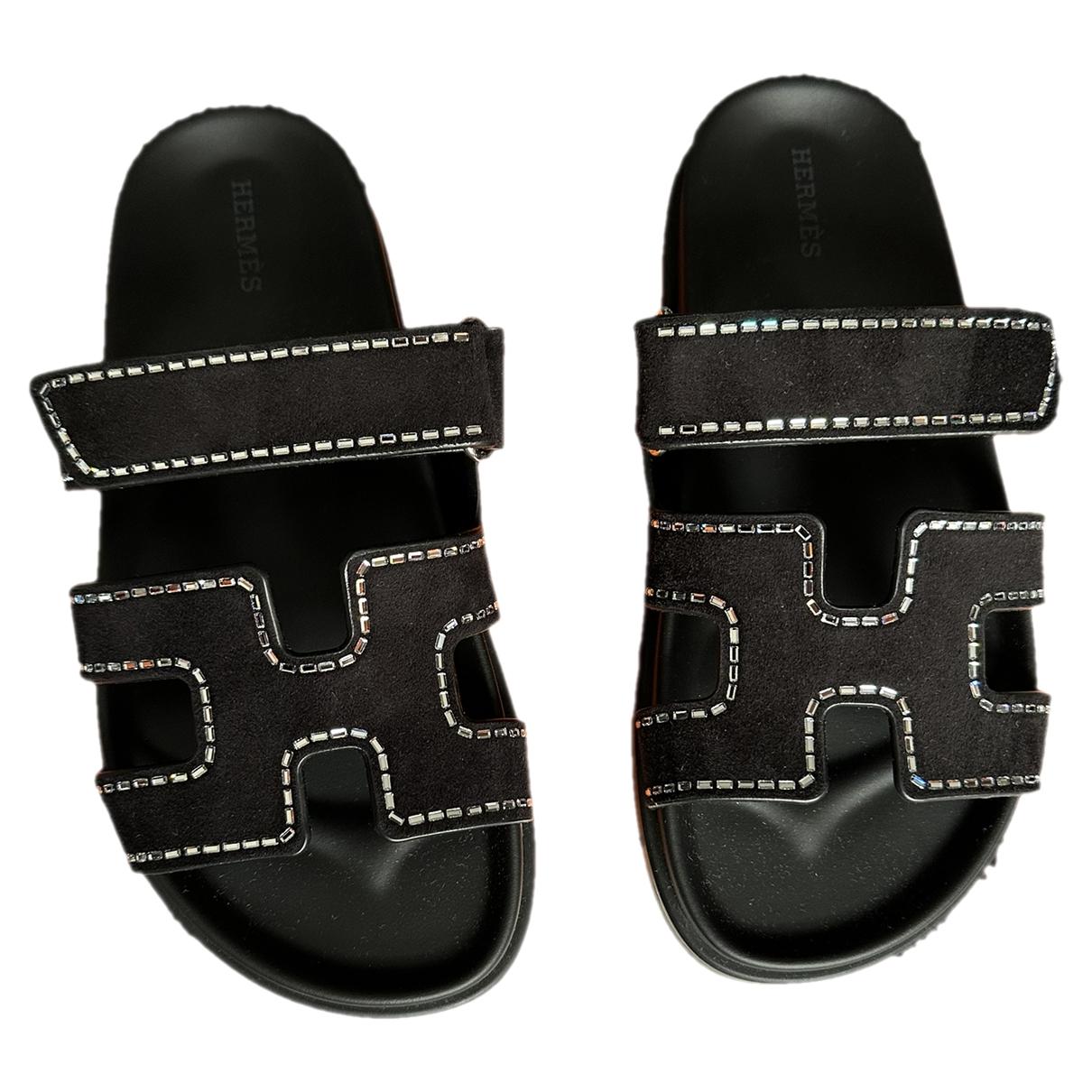 Leather sandal Louis Vuitton Black size 38 EU in Leather - 34364802