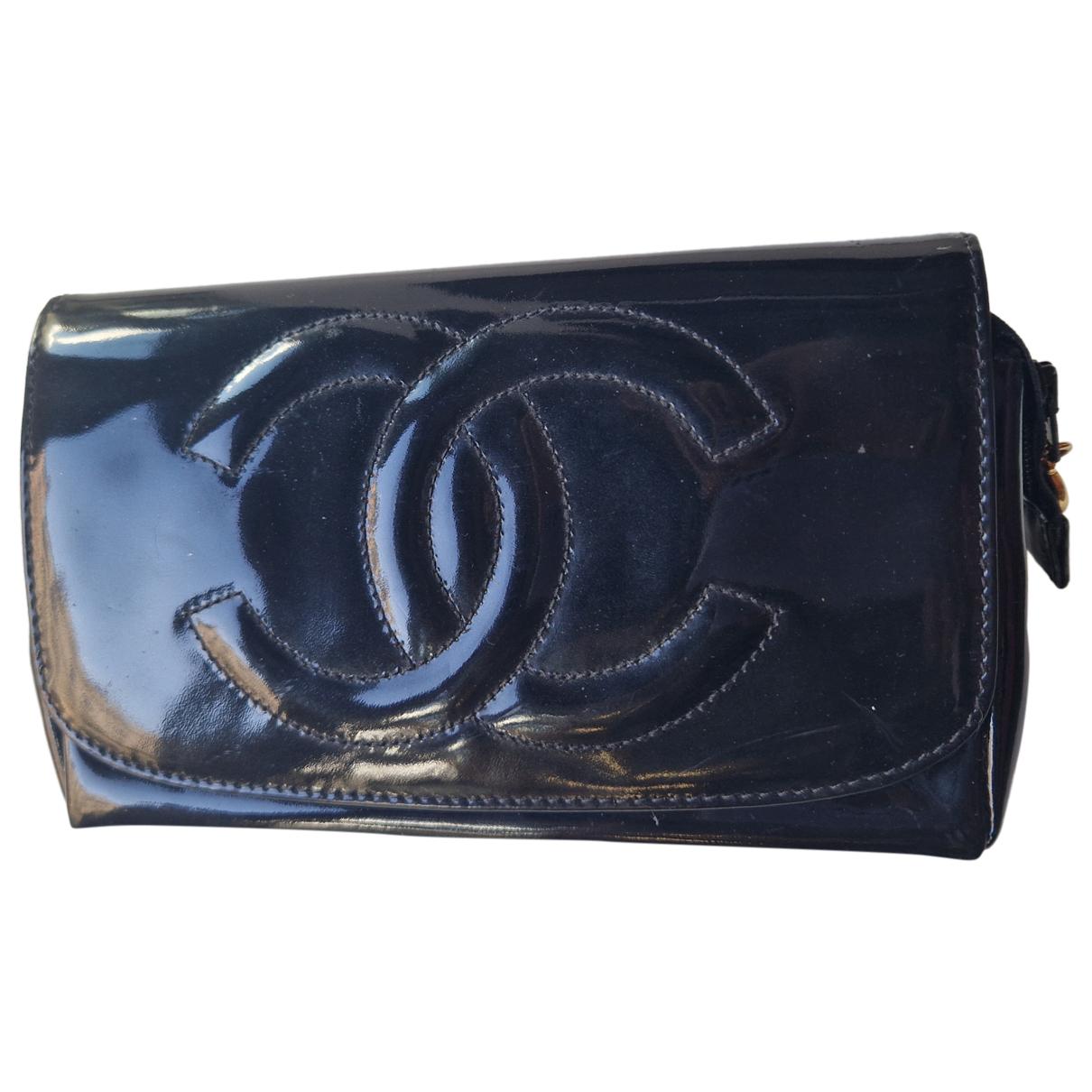 Chanel Patent Leather Long Zip Quilted Gala Clutch