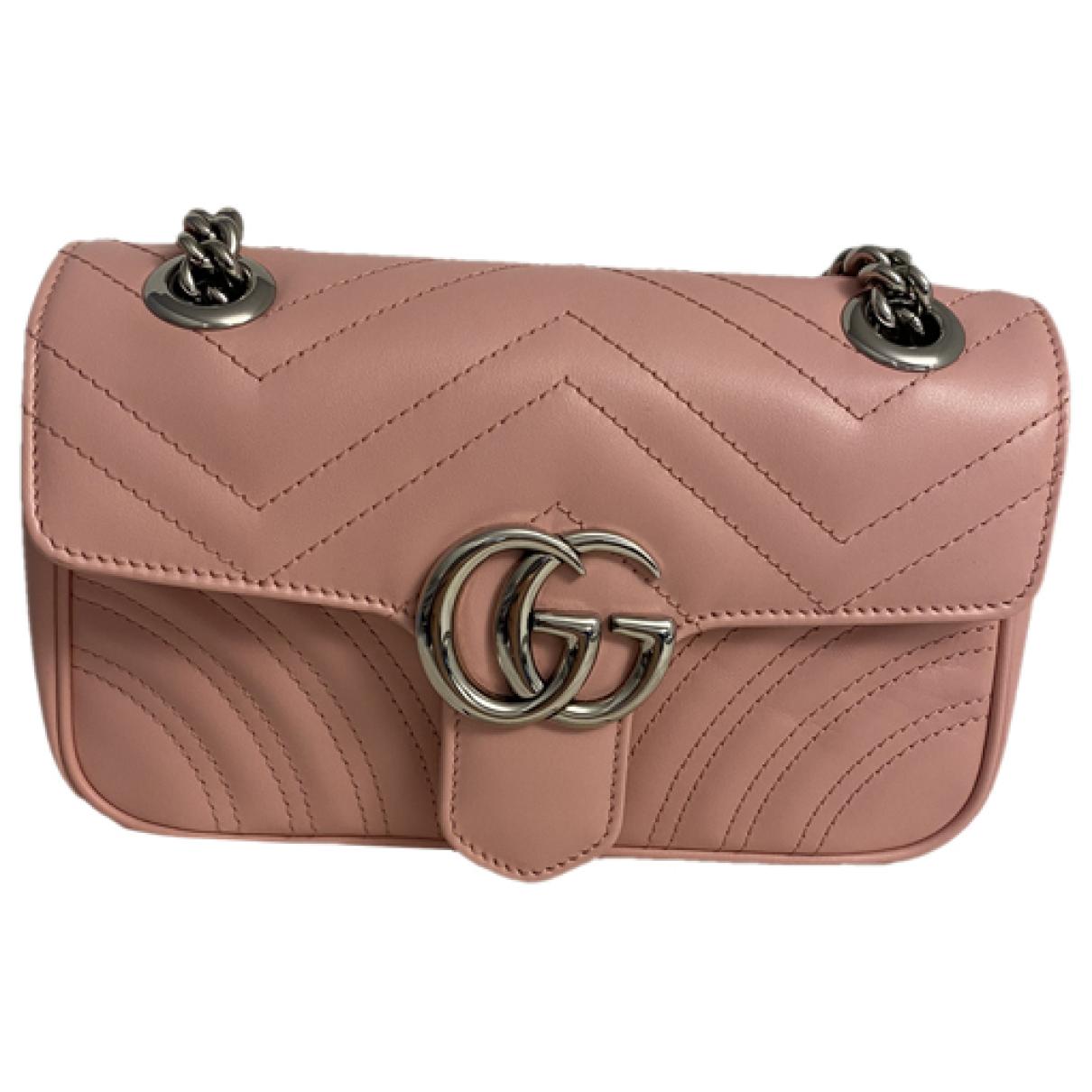 Interlocking leather crossbody bag Gucci Pink in Leather - 16298593