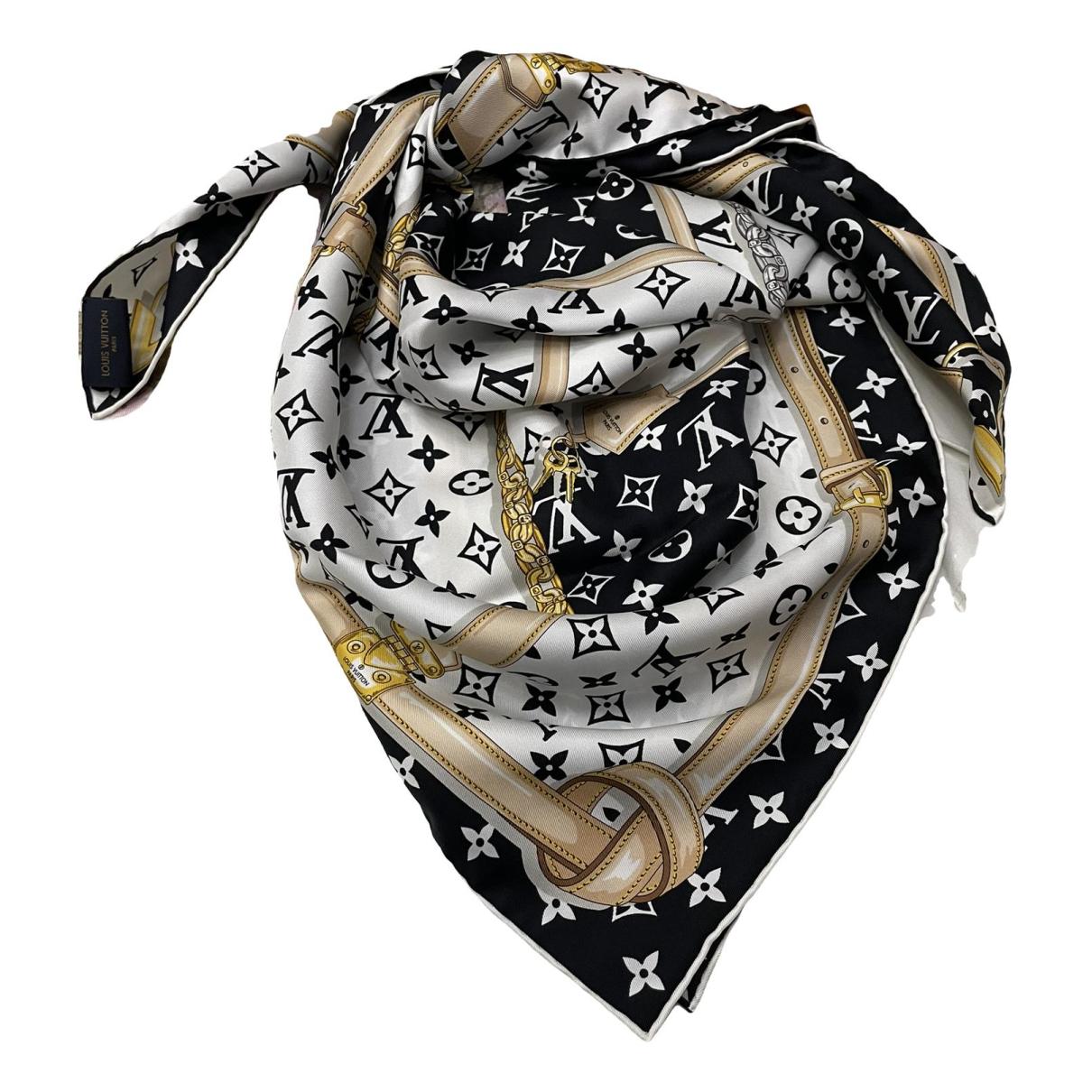 Louis Vuitton Black Monogram Multicolor Silk Scarf ○ Labellov