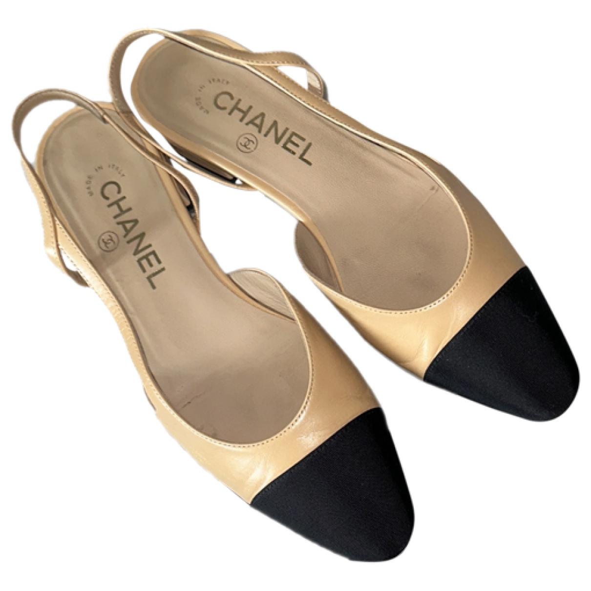 Chanel - Authenticated Slingback Ballet Flats - Leather Beige Plain for Women, Very Good Condition