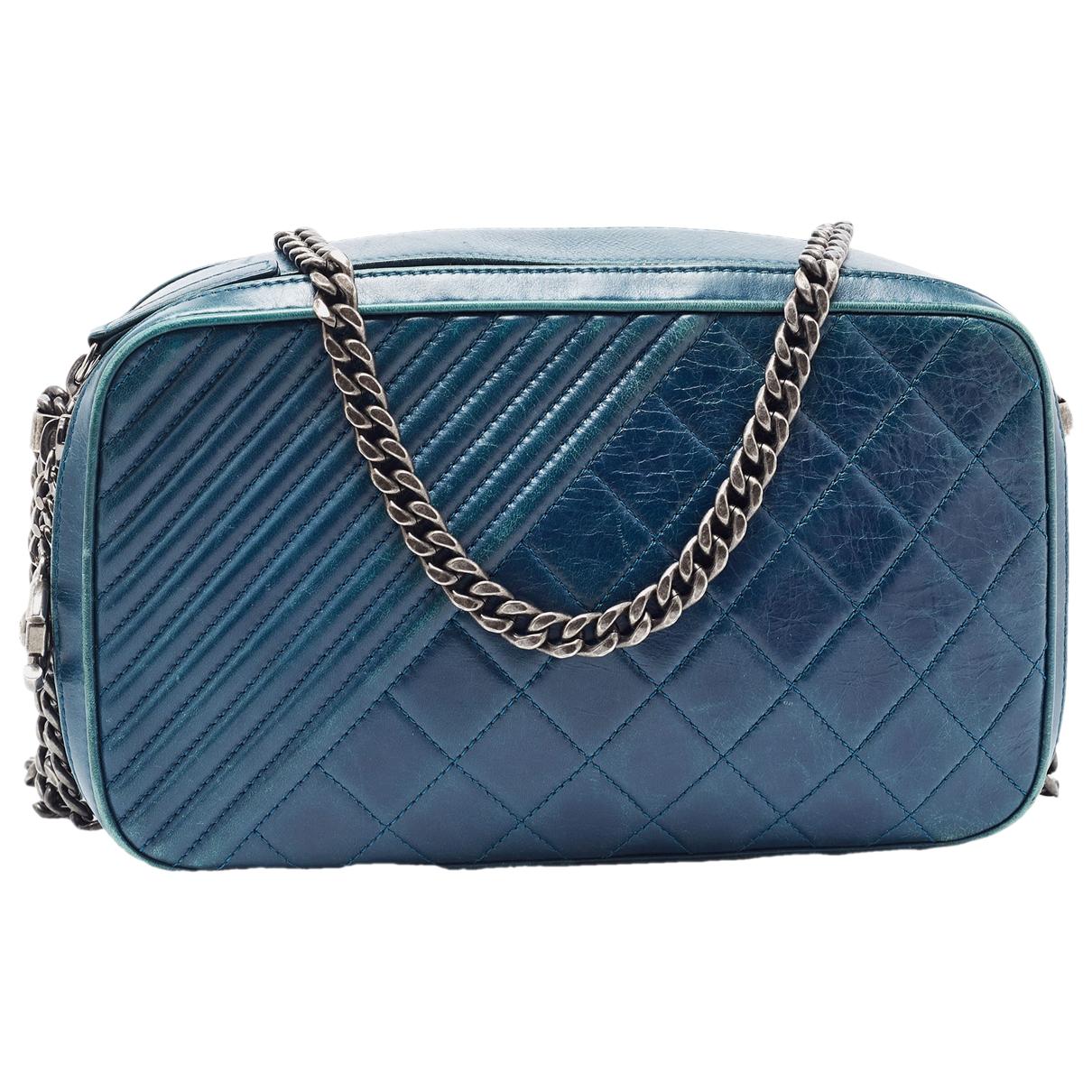Camera leather crossbody bag Chanel Blue in Leather - 35978998