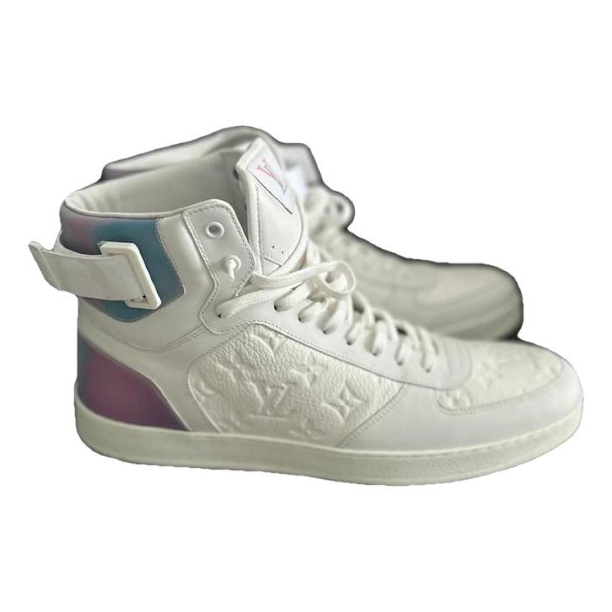 Lv trainer leather high trainers Louis Vuitton White size 9.5 UK in Leather  - 32028949