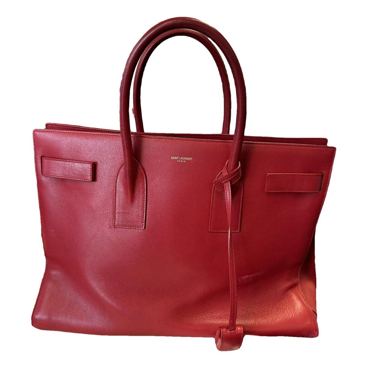 Sac de jour leather handbag Saint Laurent Red in Leather - 36044286