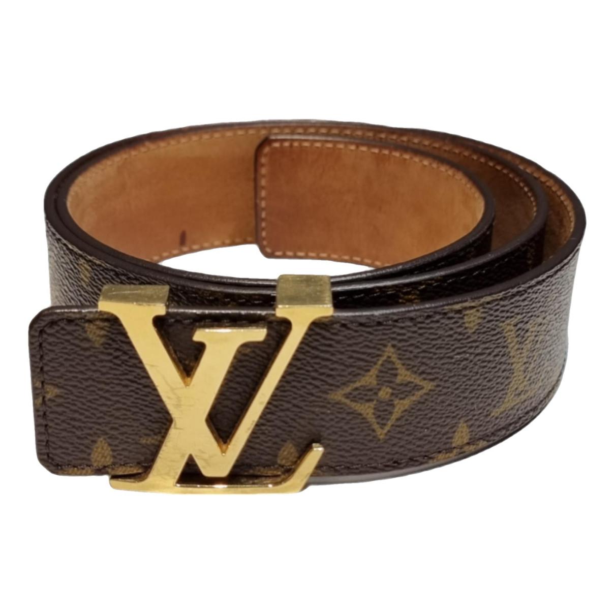 Louis Vuitton Mini Silver LV Initial Gray Textured Leather Belt