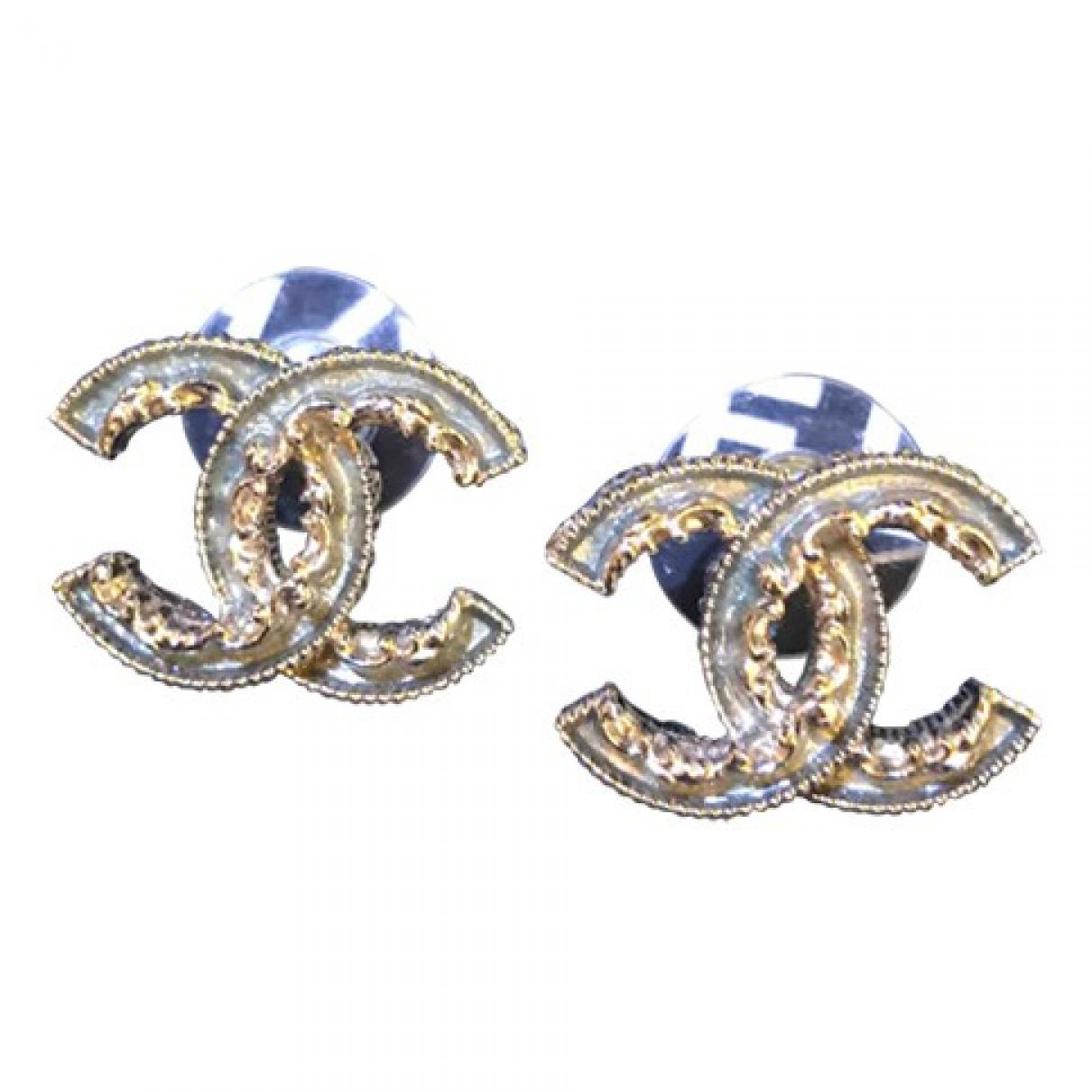 Cc earrings Chanel Khaki in Metal - 7579448