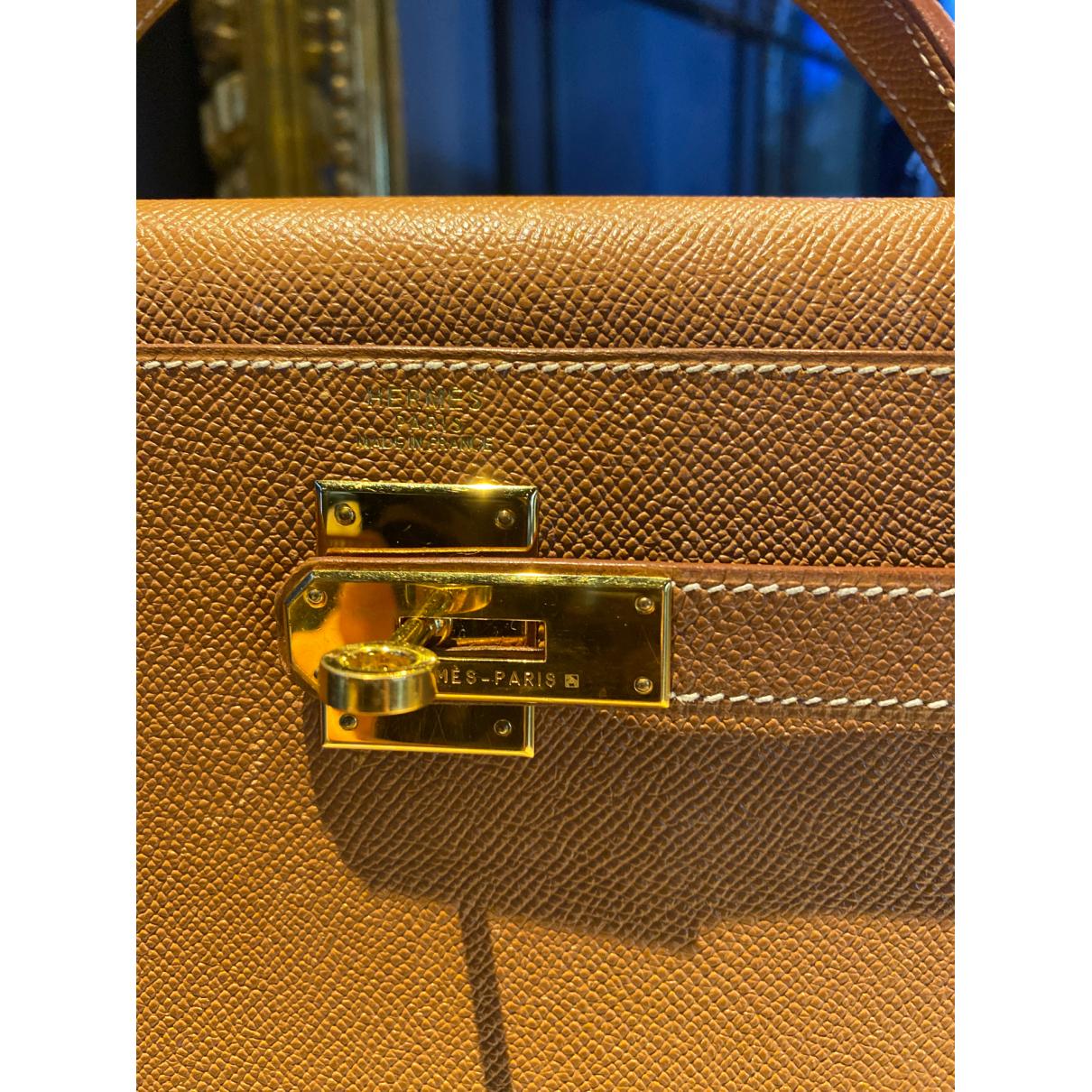 Kelly 32 leather handbag Hermès Beige in Leather - 19602849