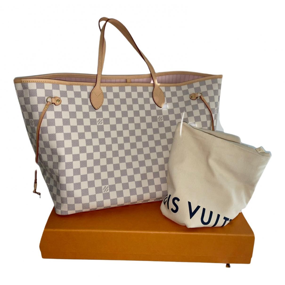LOUIS VUITTON Neverfull MM Damier Azur WomenTote Bag beige USED