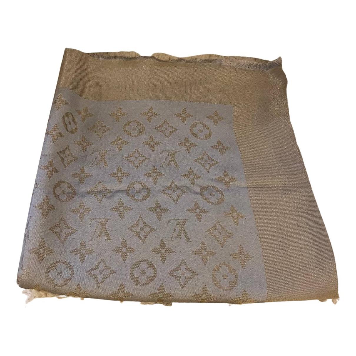 Châle monogram shine silk scarf Louis Vuitton Beige in Silk - 24544006
