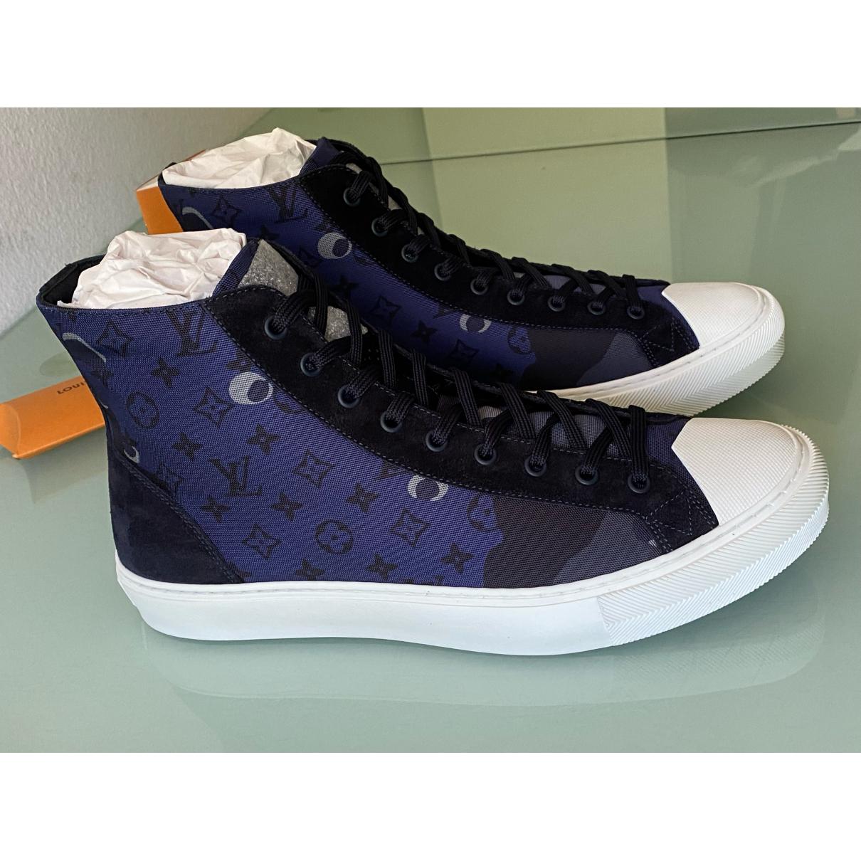 Tattoo cloth high trainers Louis Vuitton Navy size 9.5 UK in Fabric -  18239207