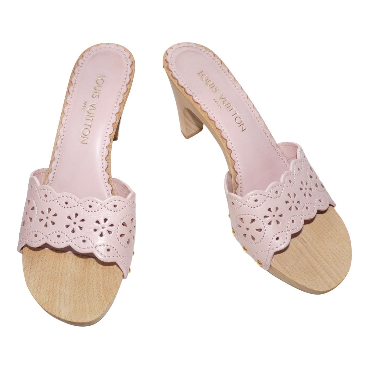 Leather mules Louis Vuitton Pink size 39.5 EU in Leather - 34881069