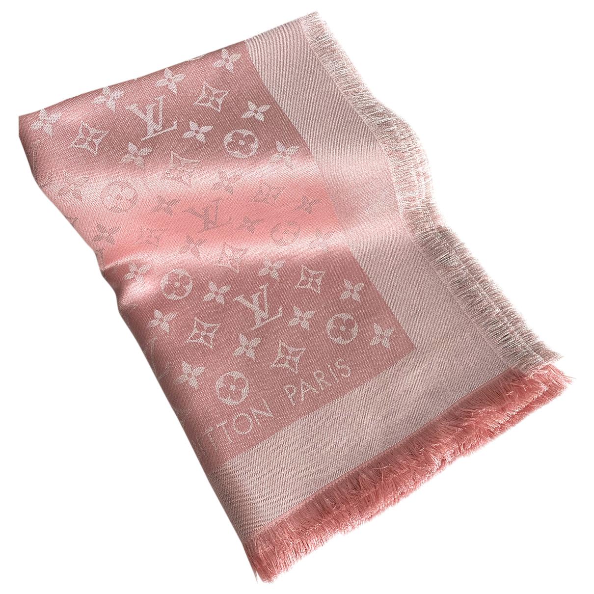 Châle monogram wool scarf Louis Vuitton Pink in Wool - 28298679