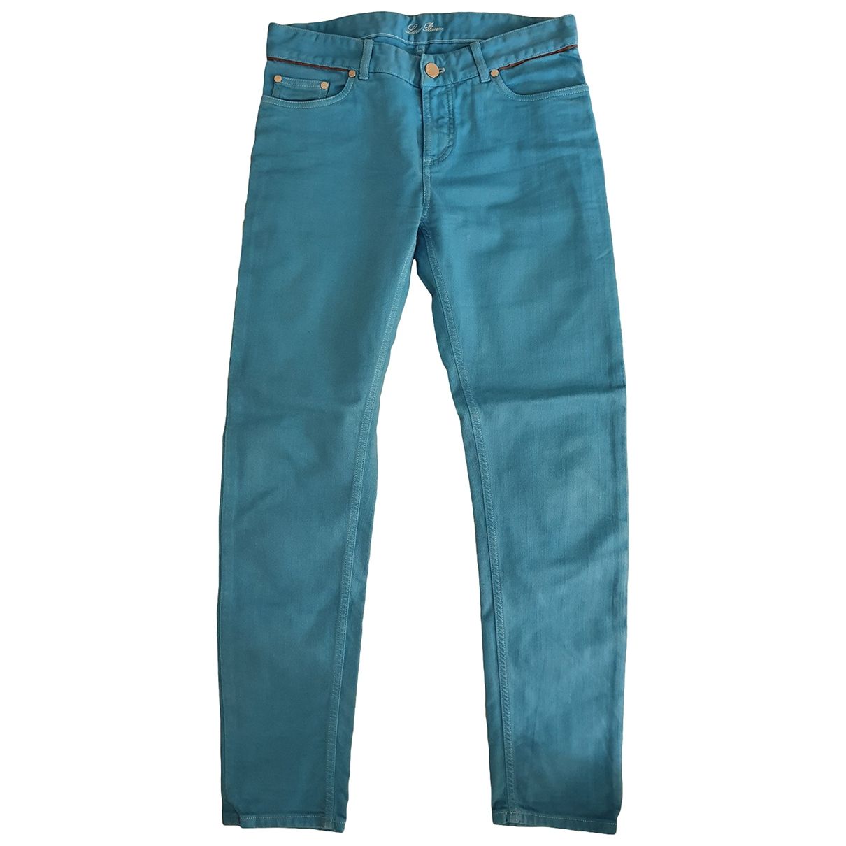 Straight jeans Loro Piana Turquoise size 42 FR in Cotton - 10531685