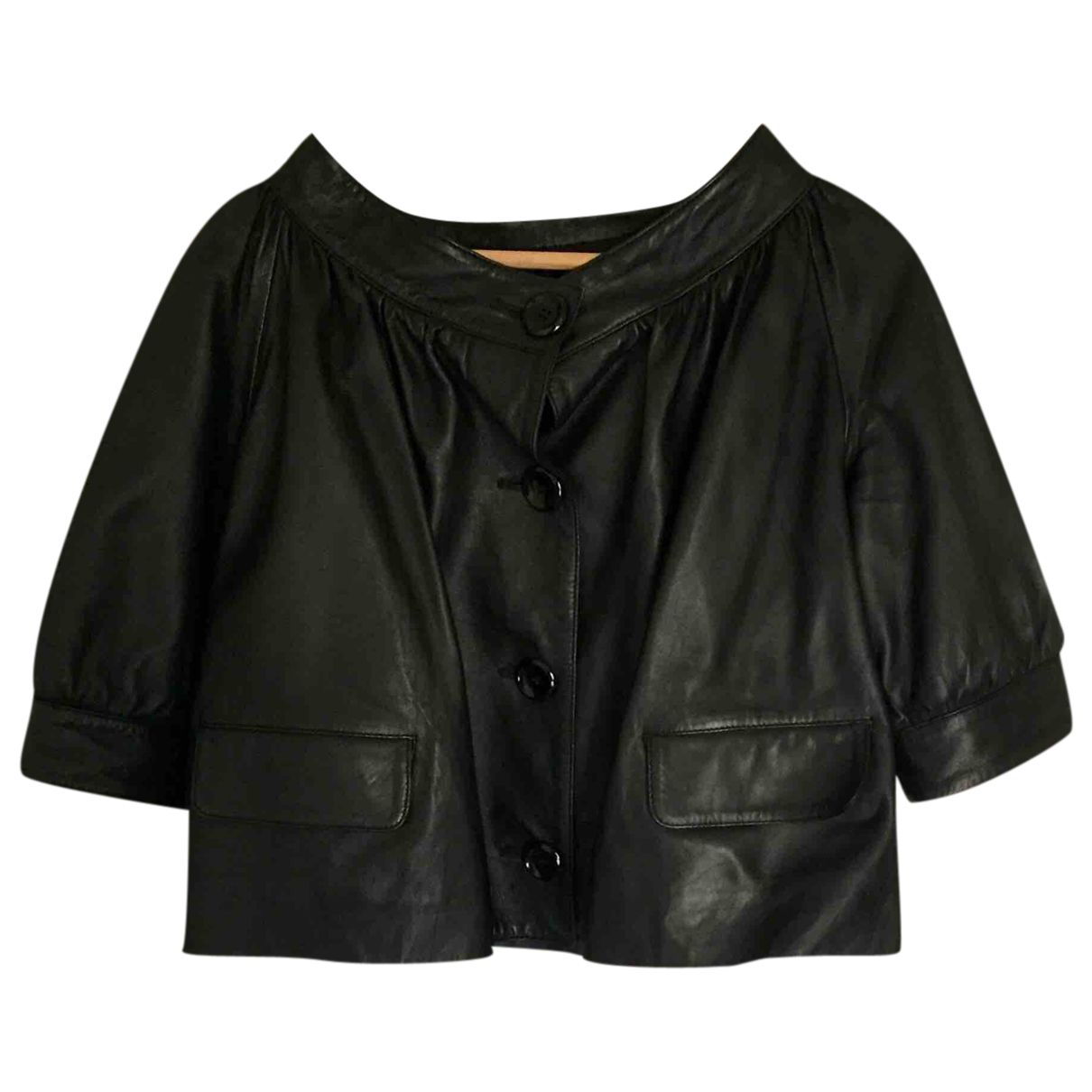 Leather short vest Moschino Cheap And Chic Black size 42 IT in Leather ...