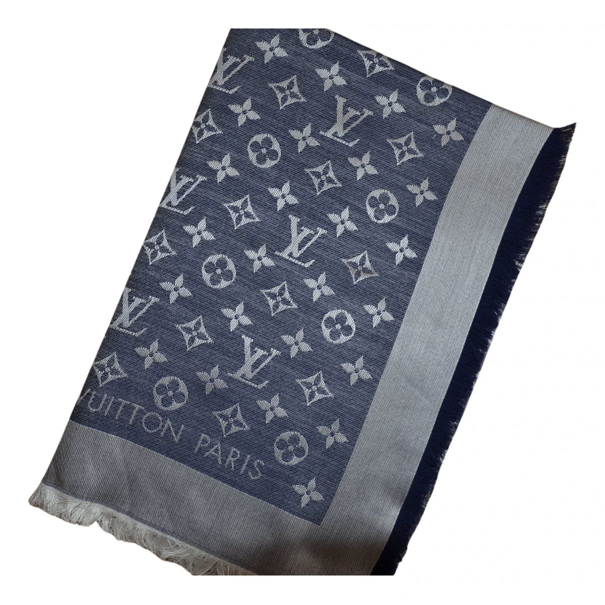 Châle monogram shine silk stole Louis Vuitton Blue in Silk - 14978338