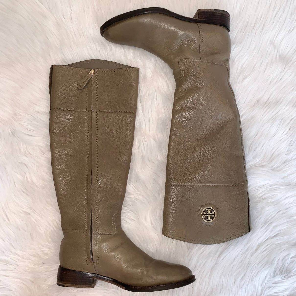 Leather boots Tory Burch Beige size 7 US in Leather - 26796021
