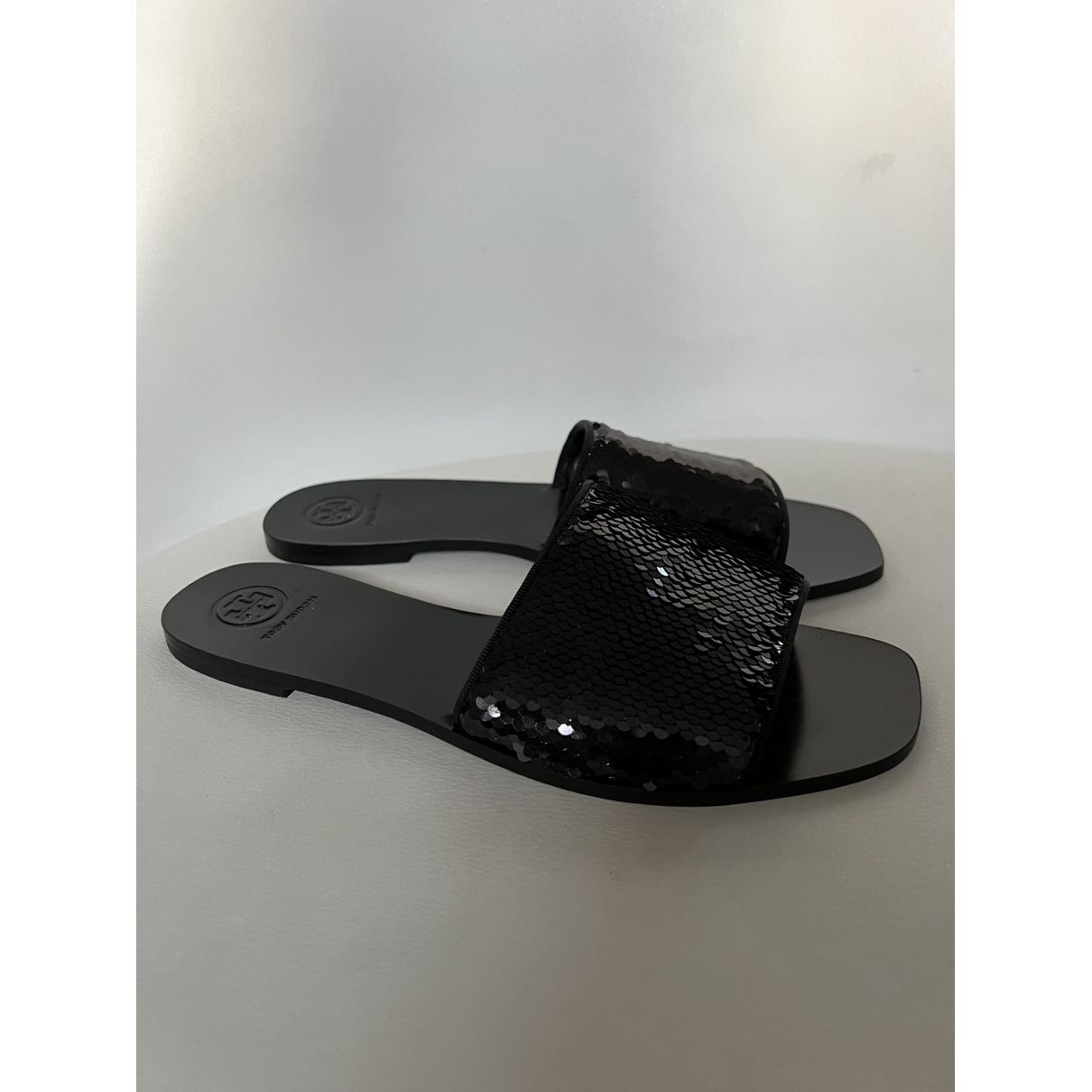 Glitter sandals Tory Burch Black size 39 EU in Glitter - 23854264