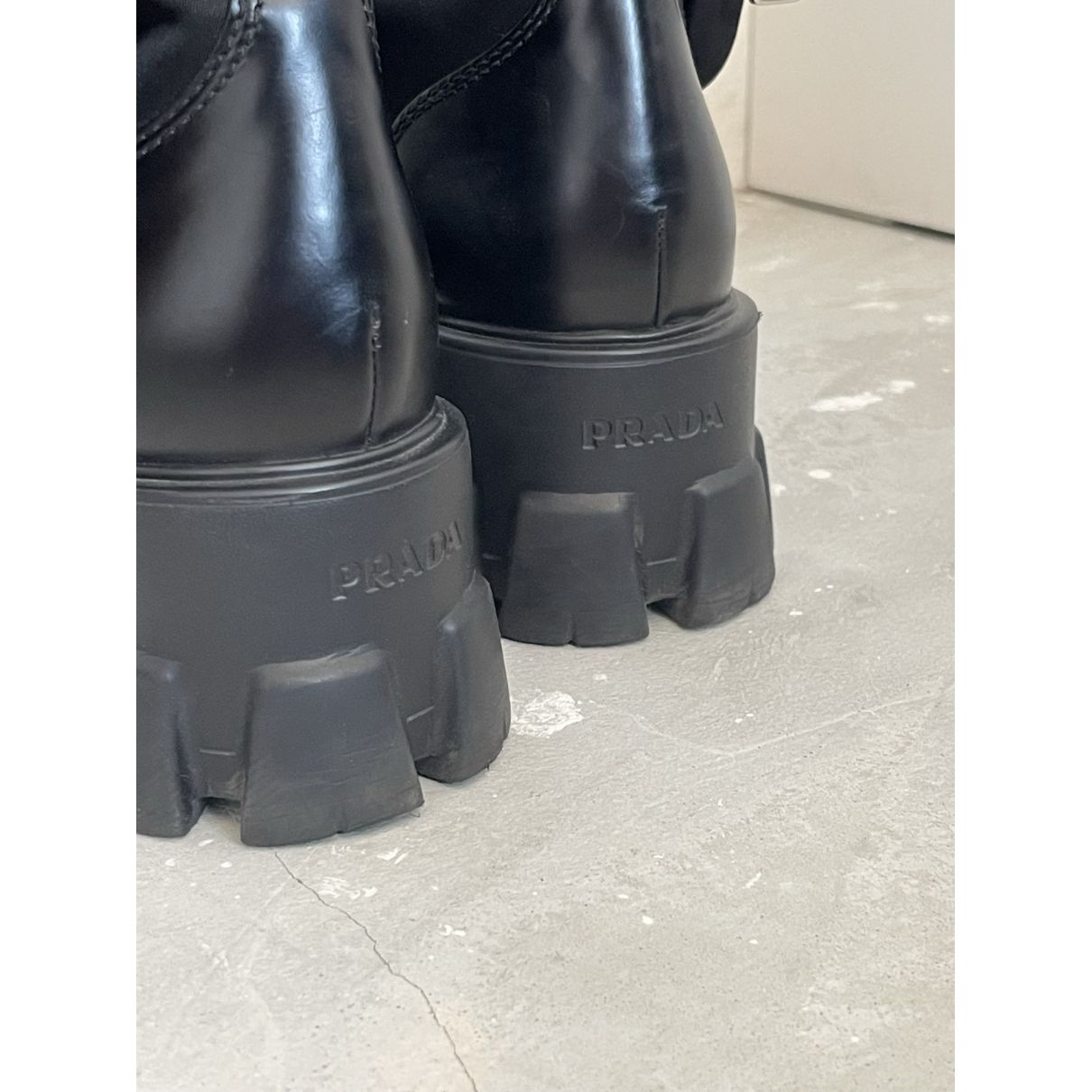 Monolith leather boots Prada Black size 37 EU in Leather - 25630220