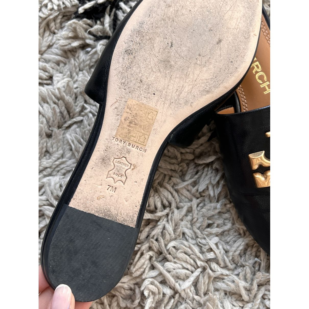 Leather sandals Tory Burch Black size 37 EU in Leather - 22807262