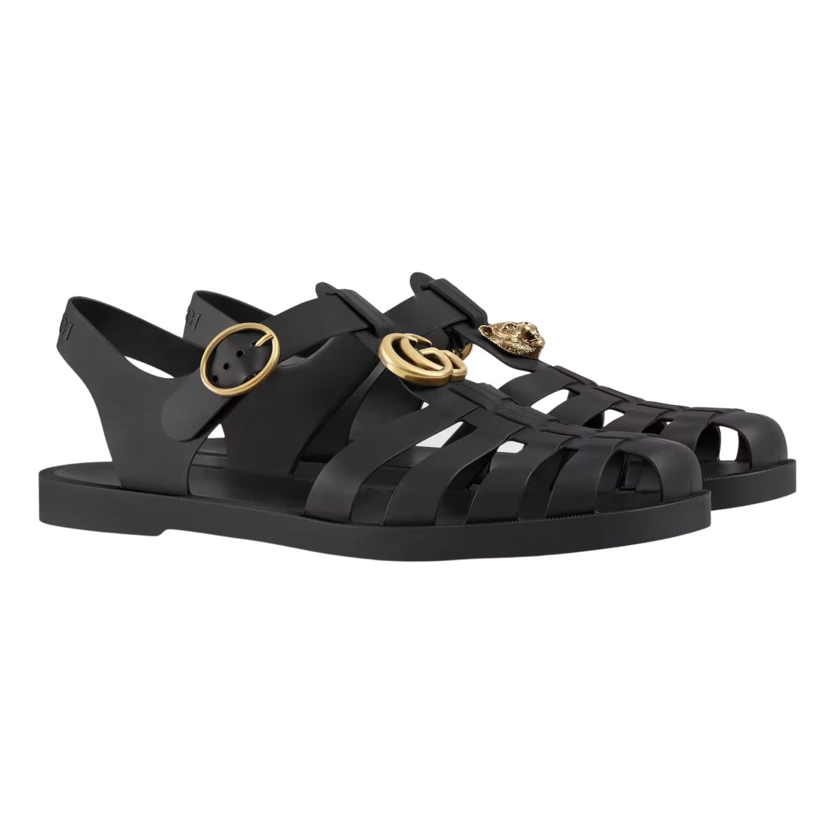 Sandals Gucci Black size 6 UK in Rubber - 29759948