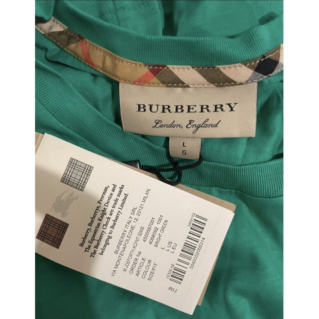 T-shirt Burberry Green size L International in Cotton - 29138886