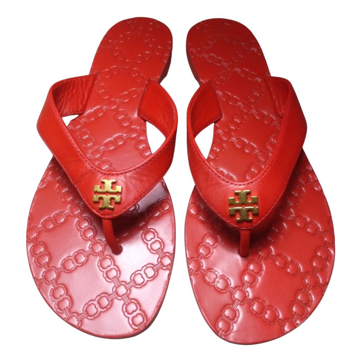 Leather flip flops Tory Burch Red size 37 EU in Leather - 19808333