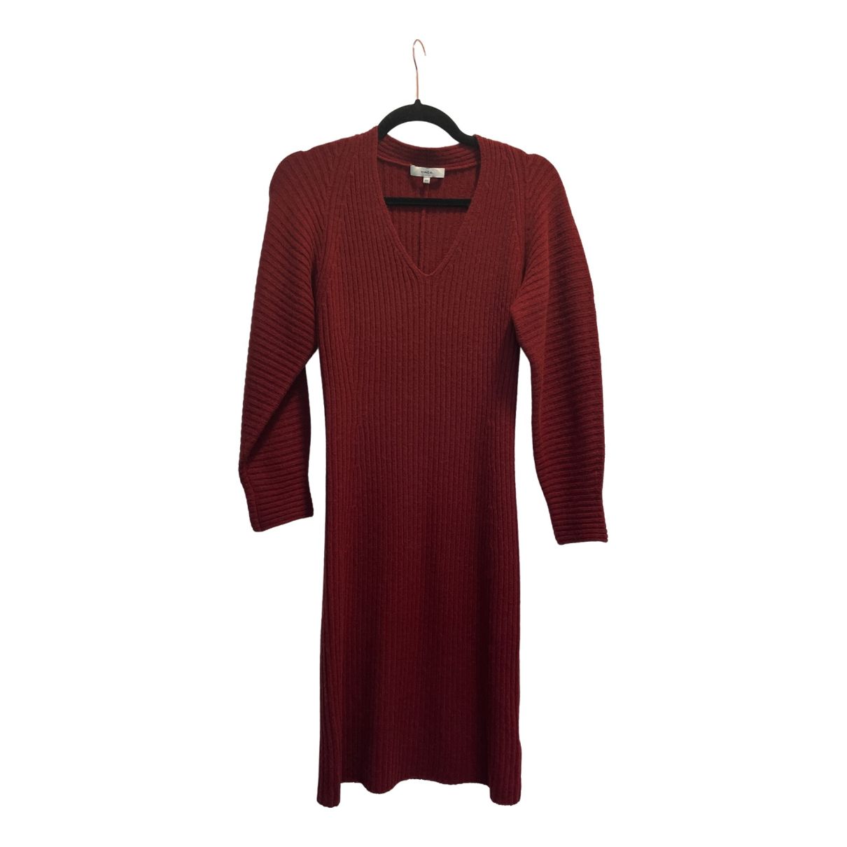 Wool mid-length dress Vince Red size XXS International in Wool - 31569306