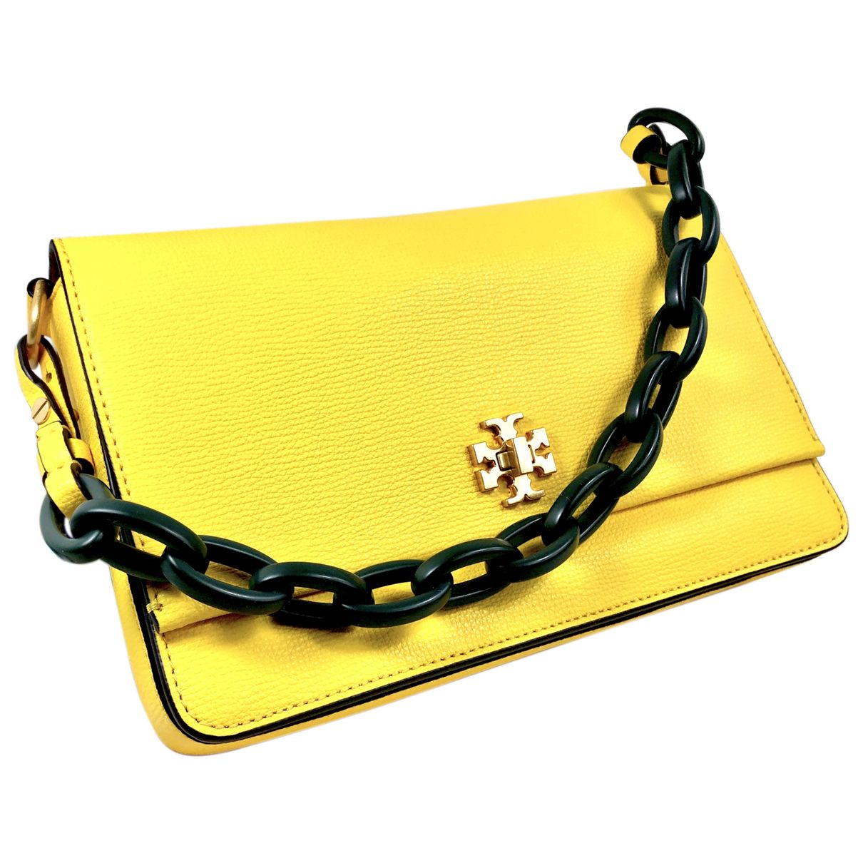 Leather crossbody bag Tory Burch Yellow in Leather - 23849130